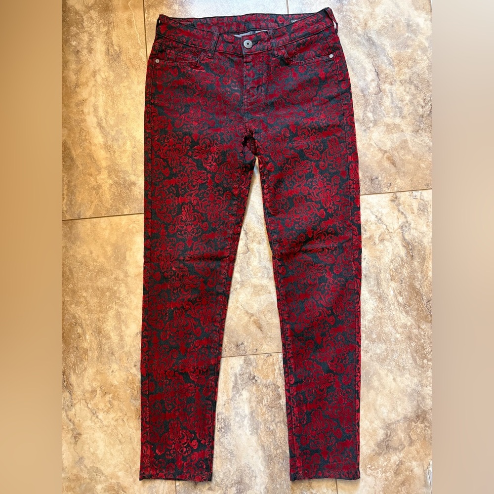 Buffalo David Bitton Red Velvet Faith Midrise Black Stretch Denim Womens 27 RARE